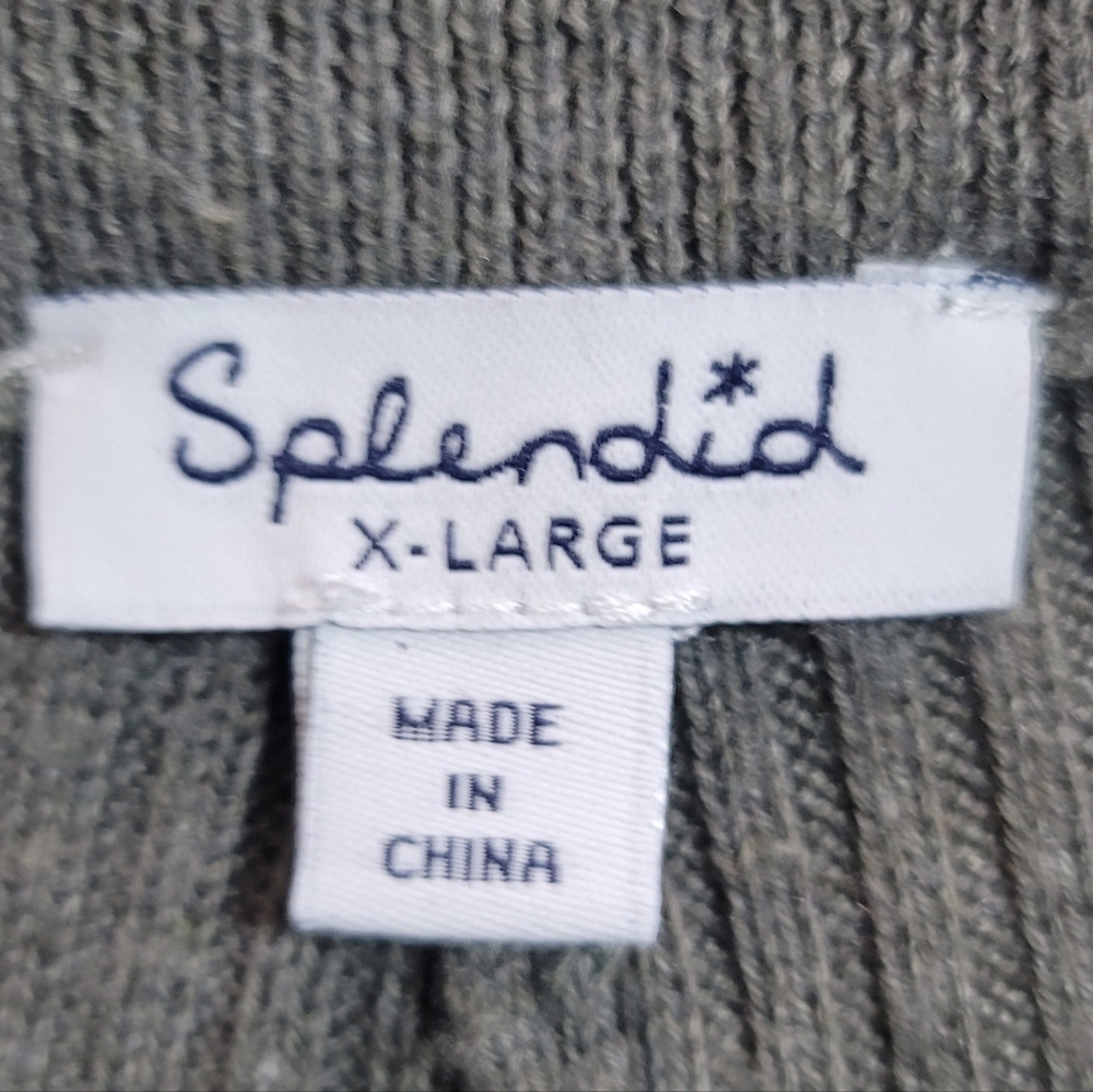 Splendid Rib Wide Leg Crop Pant In Soft Vintage Olive Branch, XL, - Picture 7 of 11